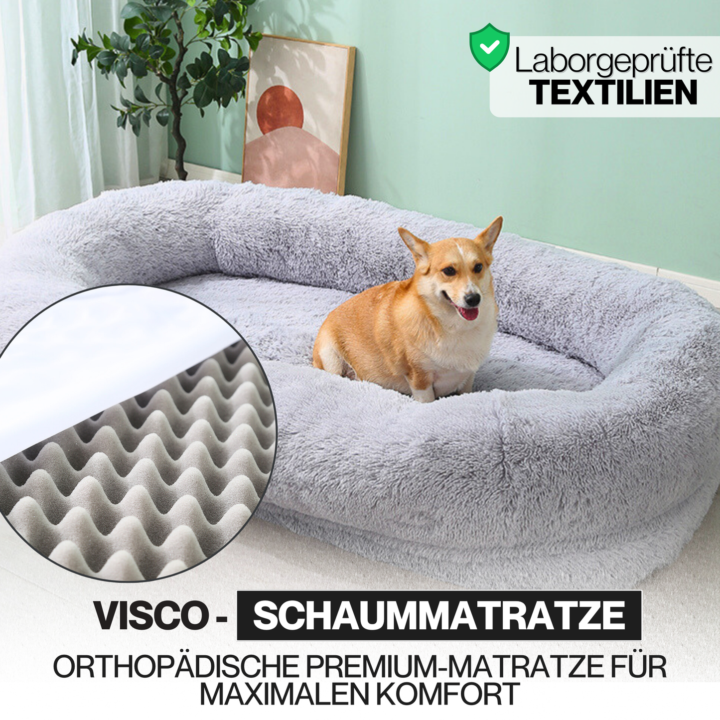 Orthopädisches Hundebett für Menschen "Balu" XXL 190cm inkl. Decke und Kissen