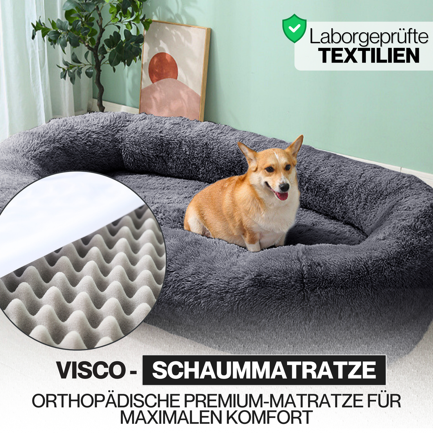 Orthopädisches Hundebett für Menschen "Balu" XXL 190cm inkl. Decke und Kissen