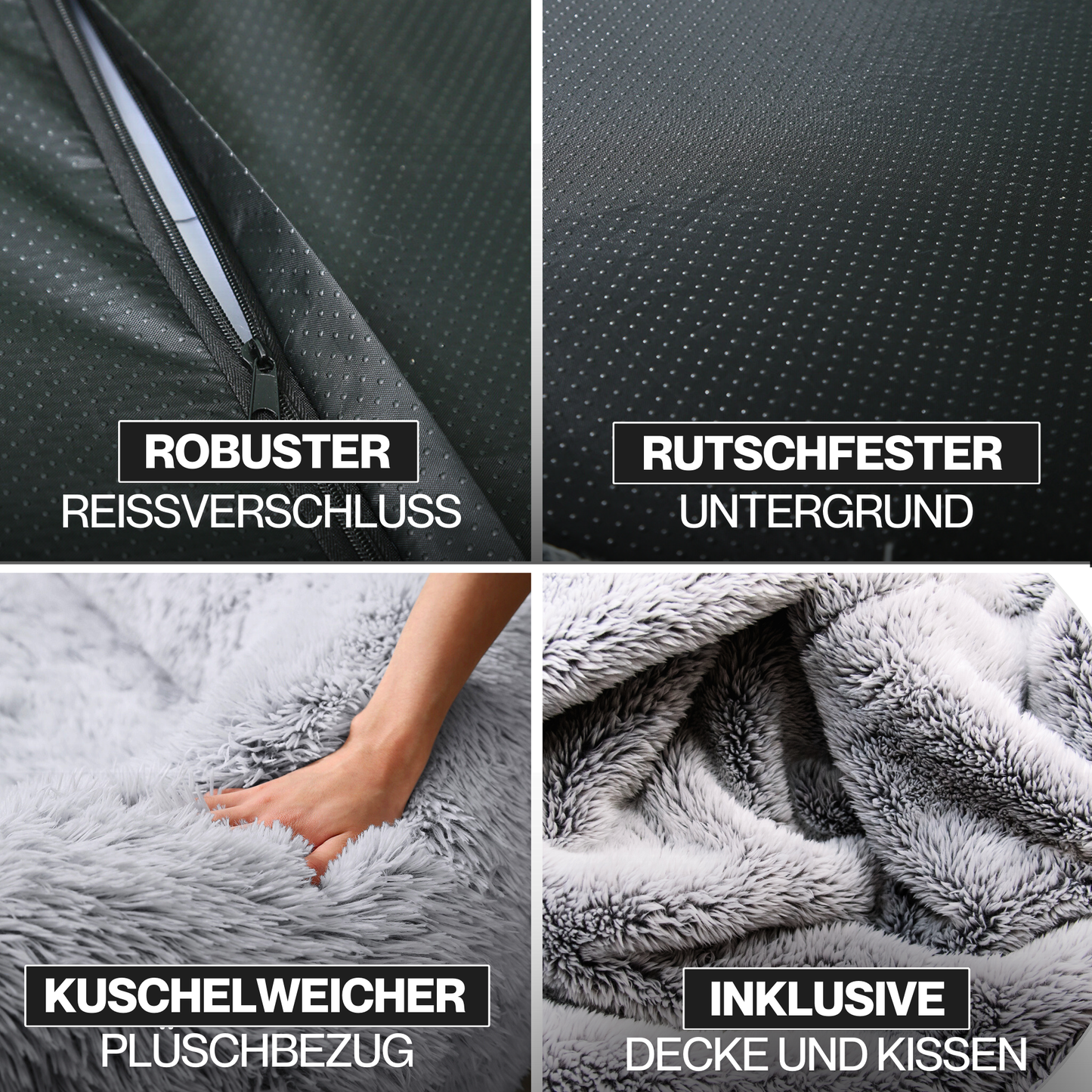 Orthopädisches Hundebett für Menschen "Balu" XXL 190cm inkl. Decke und Kissen