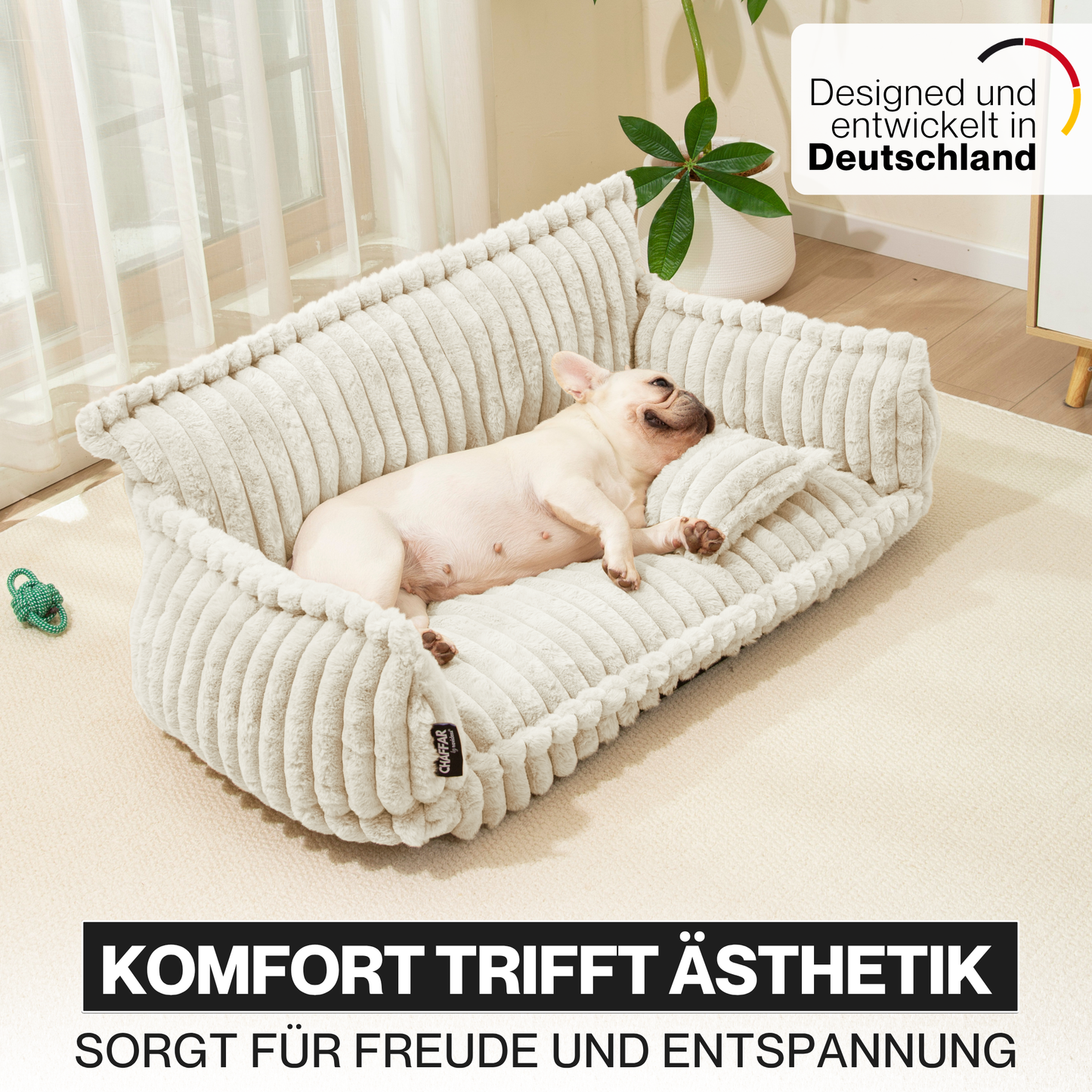 Haustiersofa 'Chaffar' - Für Katzen und Hunde - Moderner Stil - Cord Design - Orthopädische Matratze