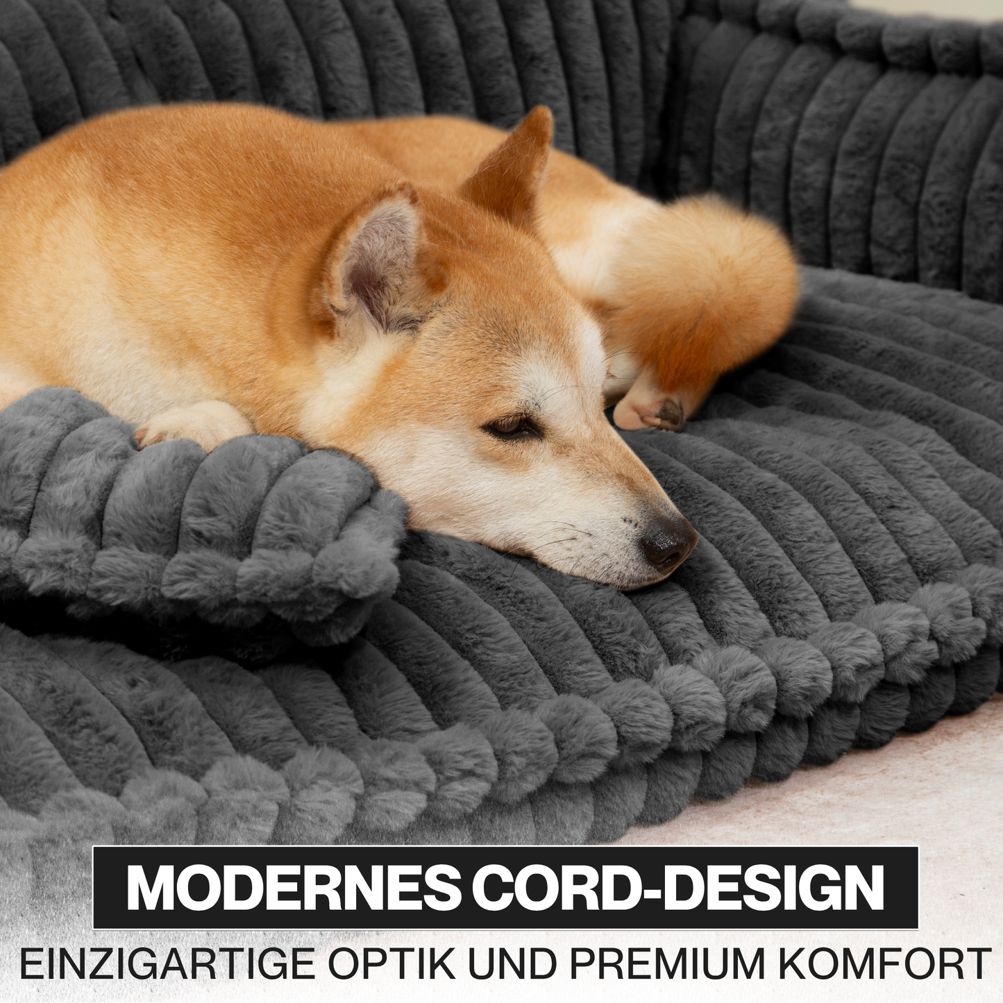 Haustiersofa 'Chaffar' - Für Katzen und Hunde - Moderner Stil - Cord Design - Orthopädische Matratze