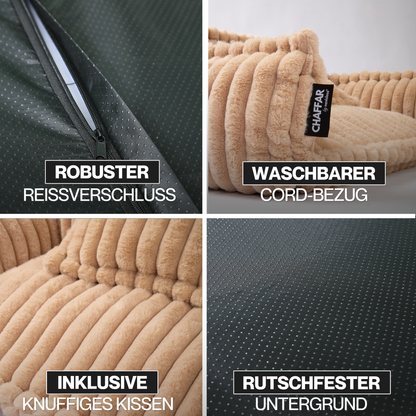 Haustiersofa 'Chaffar' - Für Katzen und Hunde - Moderner Stil - Cord Design - Orthopädische Matratze