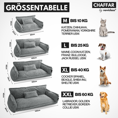 Haustiersofa 'Chaffar' - Für Katzen und Hunde - Moderner Stil - Cord Design - Orthopädische Matratze